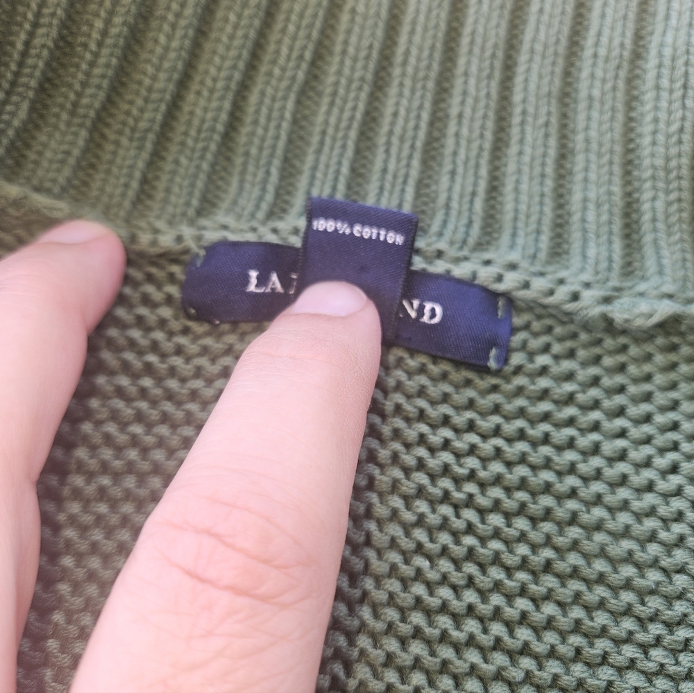 Lands’ End Green Cotton Cardigan Sweater Size 16W–18W Button Front - Picture 5 of 6